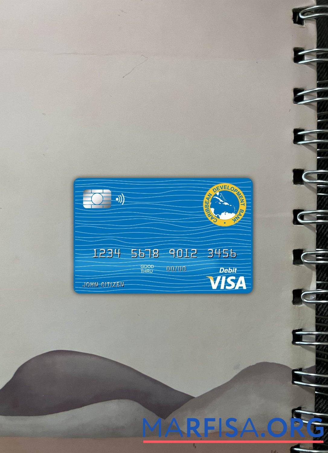 Realistic Barbados Caribbean Development Bank visa card debit photolook front template